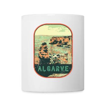 Retro-Abzeichen, Algarve Portugal, Strand Sommersonne - Tasse - Weiß - Vorne