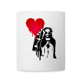 cool street art Jesus - with a lot of love - Mug - white - Front
