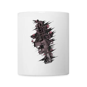 Assault rifle with rose hearts - Mug - white - Front