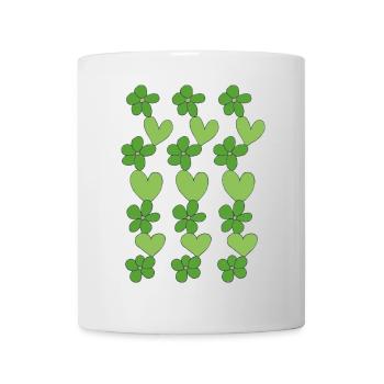 herzen blumen grün - Tasse - Weiß - Vorne