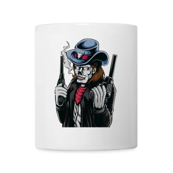 Skelett Cowboy Revolver Western - Tasse - Weiß - Vorne
