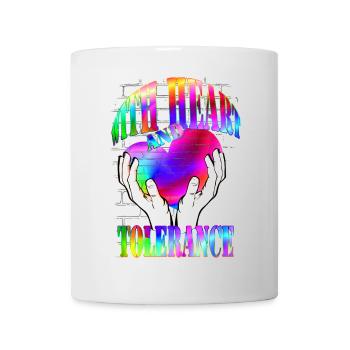 with heart and tolerance rainbow - Mug - white - Front