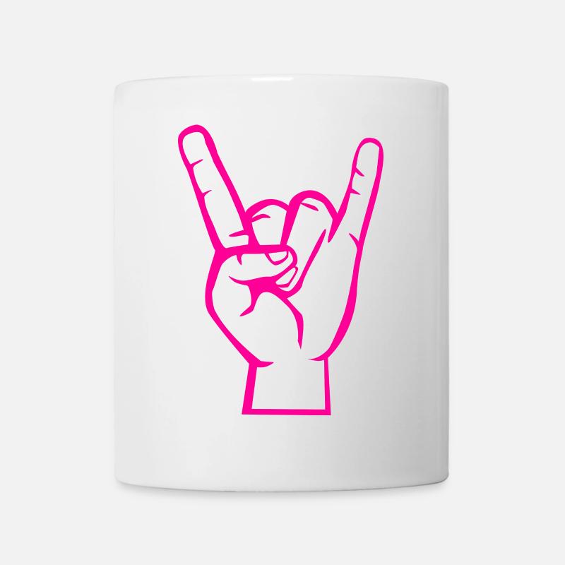 Hand with Rock- Metal -Satan Symbol Pink - Mug - white