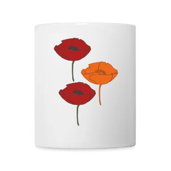 mohnblumen und orange - Tasse - Weiß - Vorne