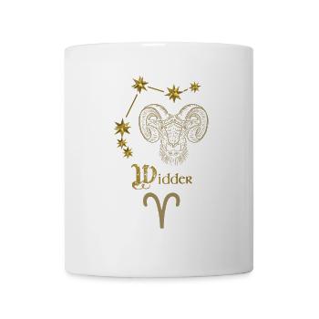 Astrologisches Sternzeichen Widder - Gold - Tasse - Weiß - Vorne