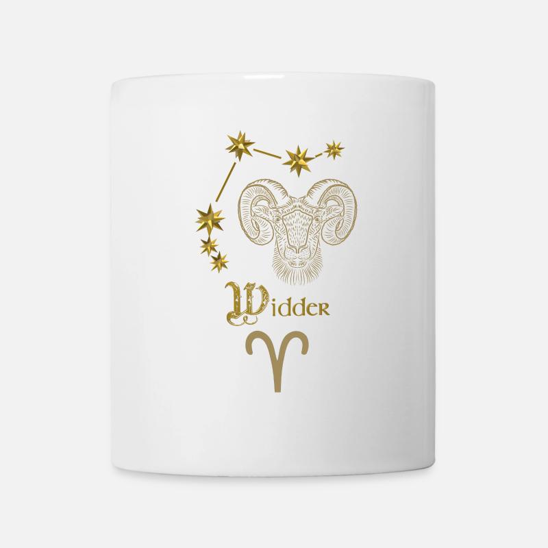 Astrologisches Sternzeichen Widder - Gold - Tasse - Weiß