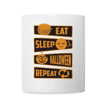 Manger, dormir, Halloween, répéter - Mug blanc - blanc - Devant