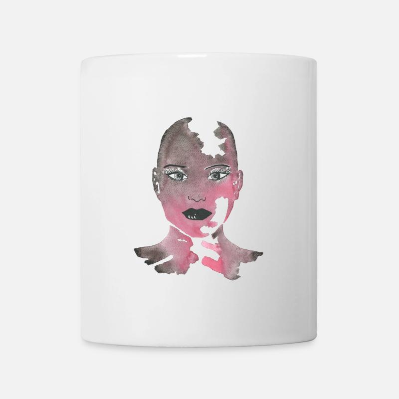 Portrait aquarelle rose déchiré - Mug blanc - blanc