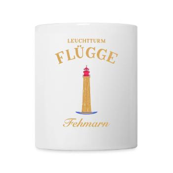 Wahrzeichen Leuchtturm Flügge auf Fehmarn, Ostsee - Tasse - Weiß - Vorne