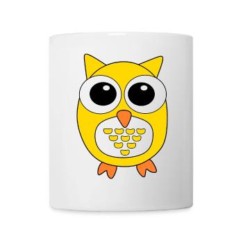gelbe Eule gelb Vogel Vögelchen Tiere Geschenk - Tasse - Weiß - Vorne
