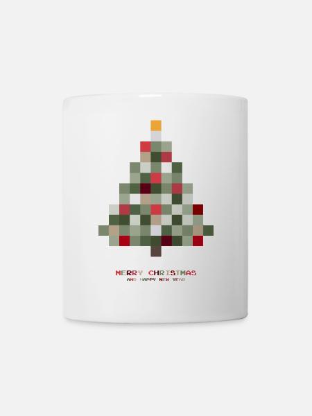 Weihnachtsbaum Pixel - Tasse - Weiß