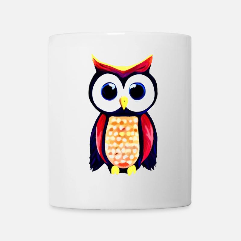 Owl with big curious eyes - Mug - white