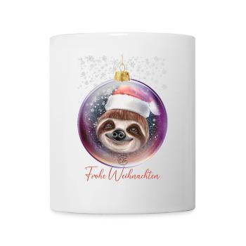 Frohe Weihnachten Weihnachtsoutfit Faultier - Tasse - Weiß - Vorne