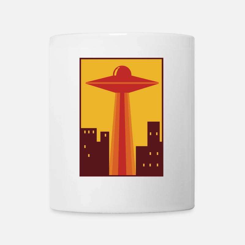 70s UFO over city - Mug - white