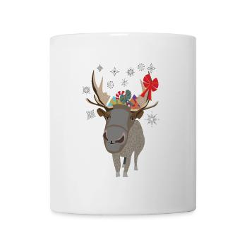 Winter reindeer with gifts - Mug - white - Front