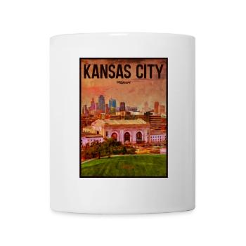 Kansas City Stadtbild Retro - Tasse - Weiß - Vorne