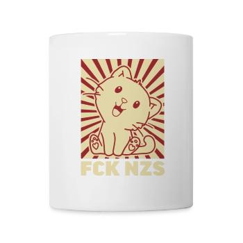FCK NZS cute kawaii cat fcknzs antifa vintage - Mug - white - Front