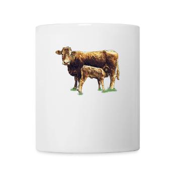 Vache avec veau - Mug blanc - blanc - Devant