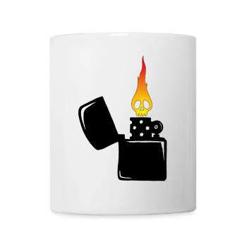 flaming skull and black lighter - Mug - white - Front