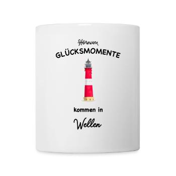 Sylt Leuchtturm, Wellen der Glücksmomente surfen - Tasse - Weiß - Vorne
