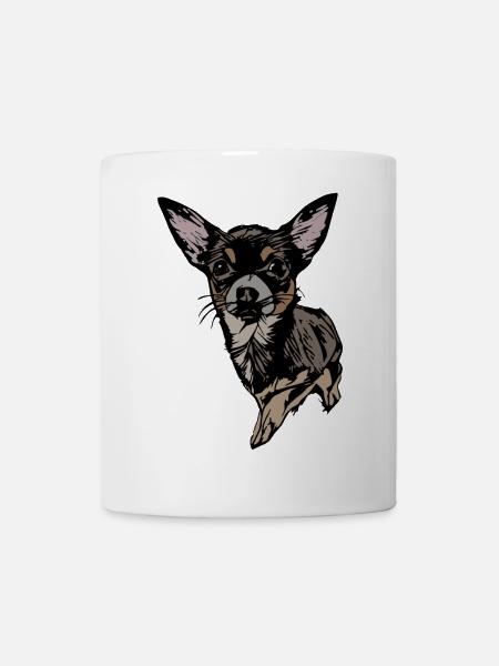 Chihuahua-Illustration auf Textil - Tasse - Weiß