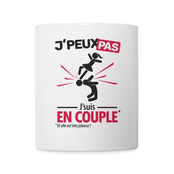 J'peux pas, j'suis en couple ! - Mug blanc - blanc - Devant