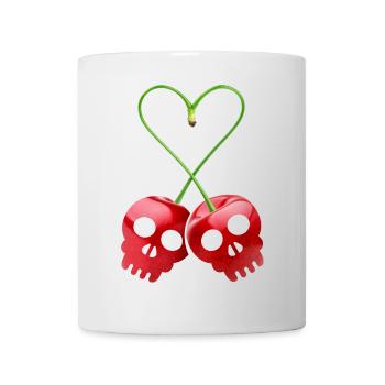 Cherry Cherry Skull, Heart Cherry Valentine's Day - Mug - white - Front