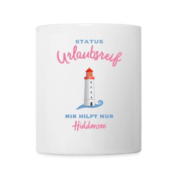 Hiddensee, Leuchtturm Dornbusch, Urlaubsreif - Tasse - Weiß - Vorne
