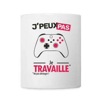 J'peux pas, je travaille - Mug blanc - blanc - Devant