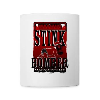 Warnung Stinkbomber unterwegs Baby Windel Maske - Tasse - Weiß - Vorne