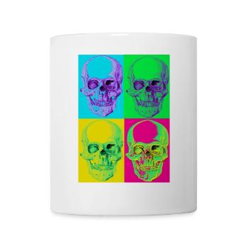 Pop-Art-Vierfarbige Totenkopf - Tasse - Weiß - Vorne