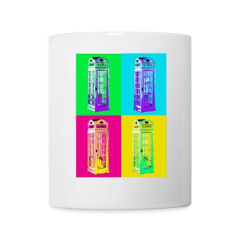 Mehrfarbige Pop-Art-Telefonzelle - Tasse - Weiß - Vorne