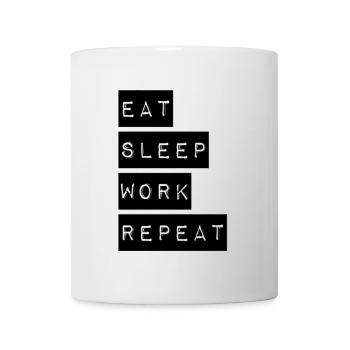 Abstract Eat, Sleep, Work, Repeat Pattern T-Shirt - Mug - white - Front