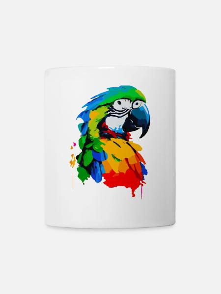 Peinture à l’huile d’un perroquet coloré - Mug blanc - blanc