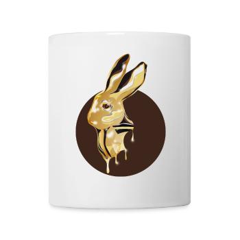 goldfarbener Kaninchen Kopf im Hochglanz Look - Tasse - Weiß - Vorne