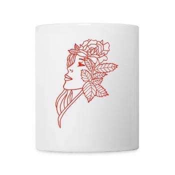 Die Dame und die Rose (rot) - Tasse - Weiß - Vorne