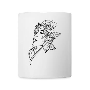 Die Dame und die Rose (schwarz) - Tasse - Weiß - Vorne
