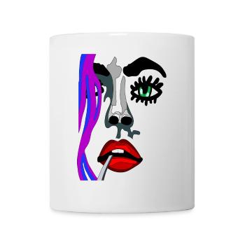 Auge auf mit roten Lippen - fhscribble Gesicht - Tasse - Weiß - Vorne