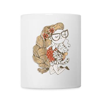 The girl & her beloved cat: Cat attitude - Mug - white - Front