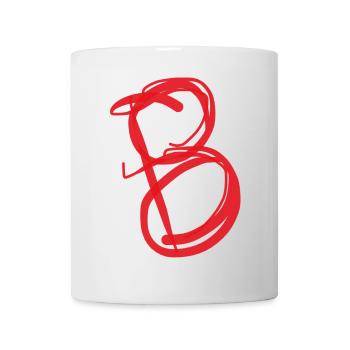 Schräger Roter Schwungvoller B - Tasse - Weiß - Vorne