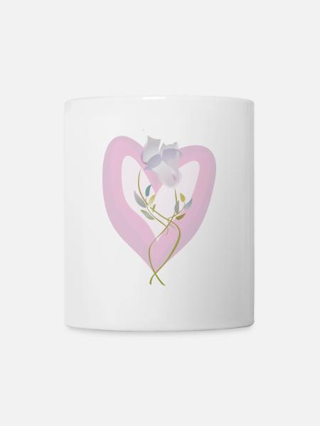 Sanfte weiße Tulpe Herz Illustration - Tasse - Weiß