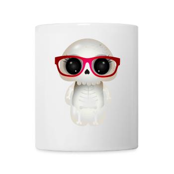 niedlicher Skull mit roter Nerd Brille - Tasse - Weiß - Vorne