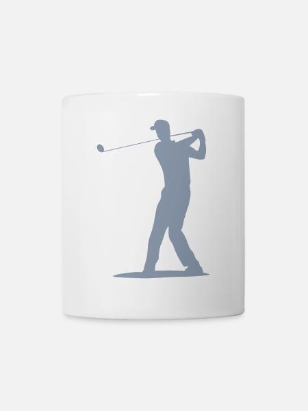 Golfer Abschlag Silhouette - Herren Design - Tasse - Weiß