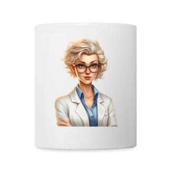 Portrait einer jungen Frau im Cartoon Stil - Tasse - Weiß - Vorne