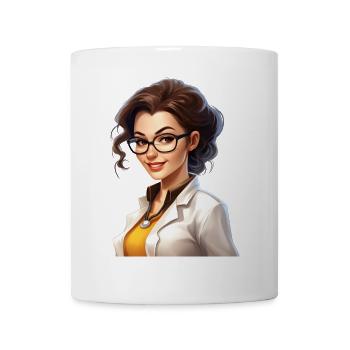 Portrait einer jungen Frau im Cartoon Stil - Tasse - Weiß - Vorne