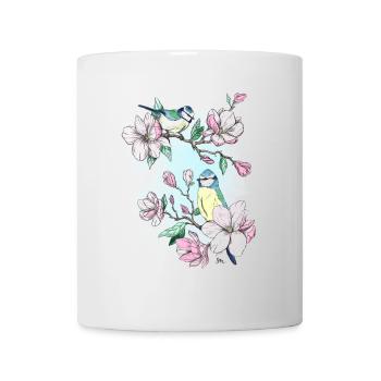 Blue and magnolias - Mug - white - Front