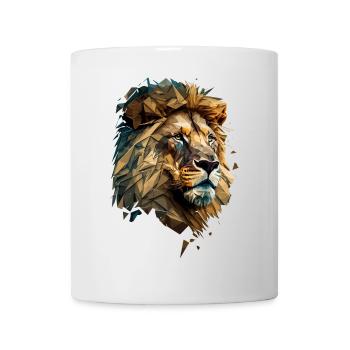 Magnifique Lion, Grand Chat, Gros Chat, Polygone - Mug blanc - blanc - Devant