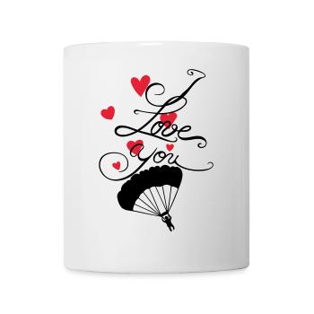 Parachutist with I love you lettering - Mug - white - Front