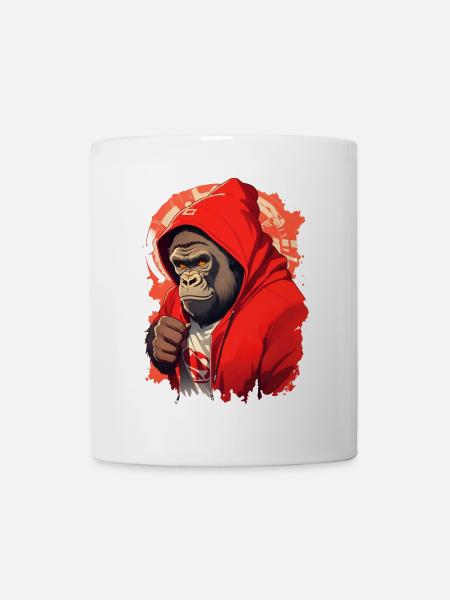 Gorilla mit rotem Hoody - Tasse - Weiß