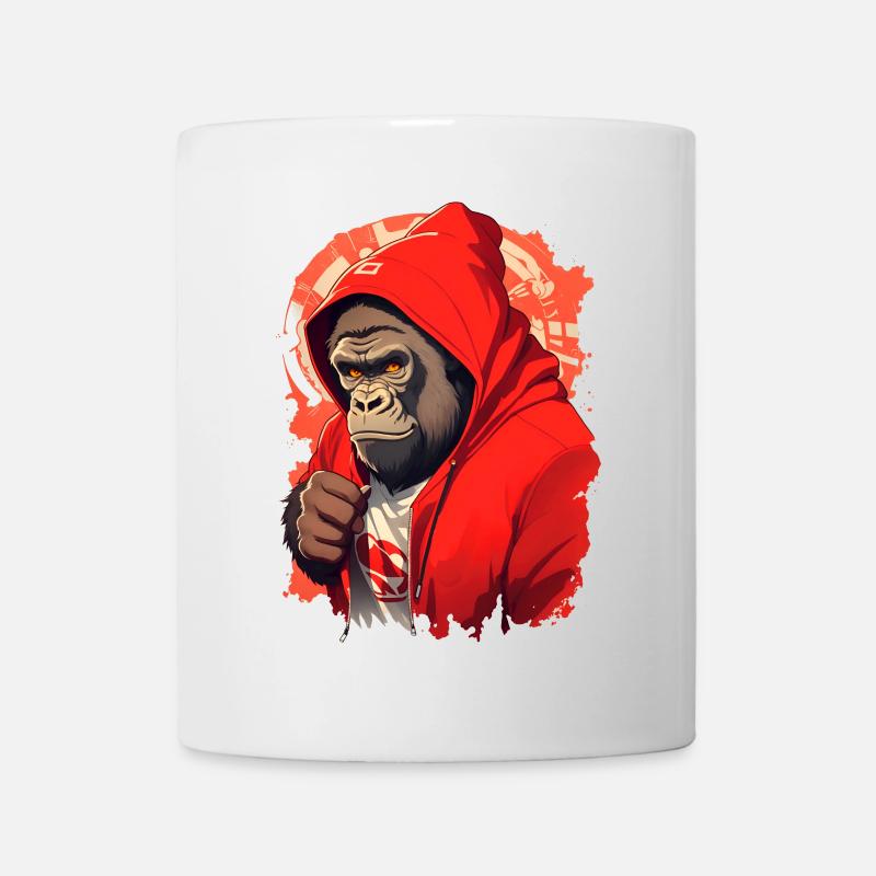 Gorille à capuche rouge - Mug blanc - blanc